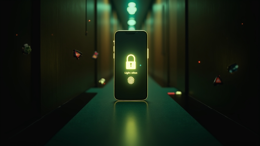 Smartphone login screen with secure access prompts in a dark casino scene