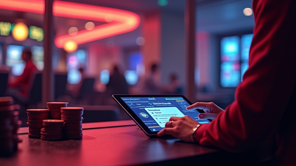 New player completing casino registration on a tablet with a glowing verification code.