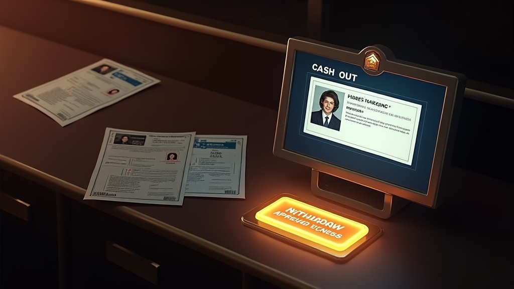 Verified withdrawal checklist beside a casino cashier screen